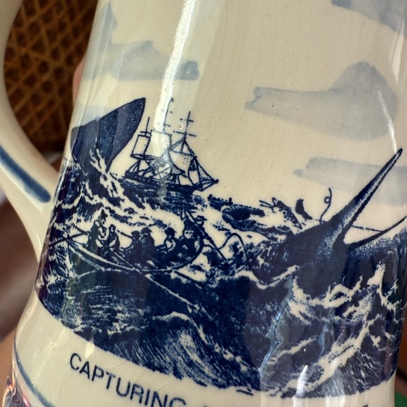 Vintage Blue Delfts Hand painted Made in Holland Nautical Ship Design Mug - Picture 10 of 11
